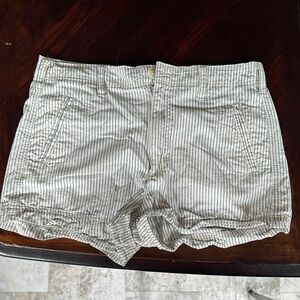 American Eagle Outfitters Striped Jean Shorts - White and Gray